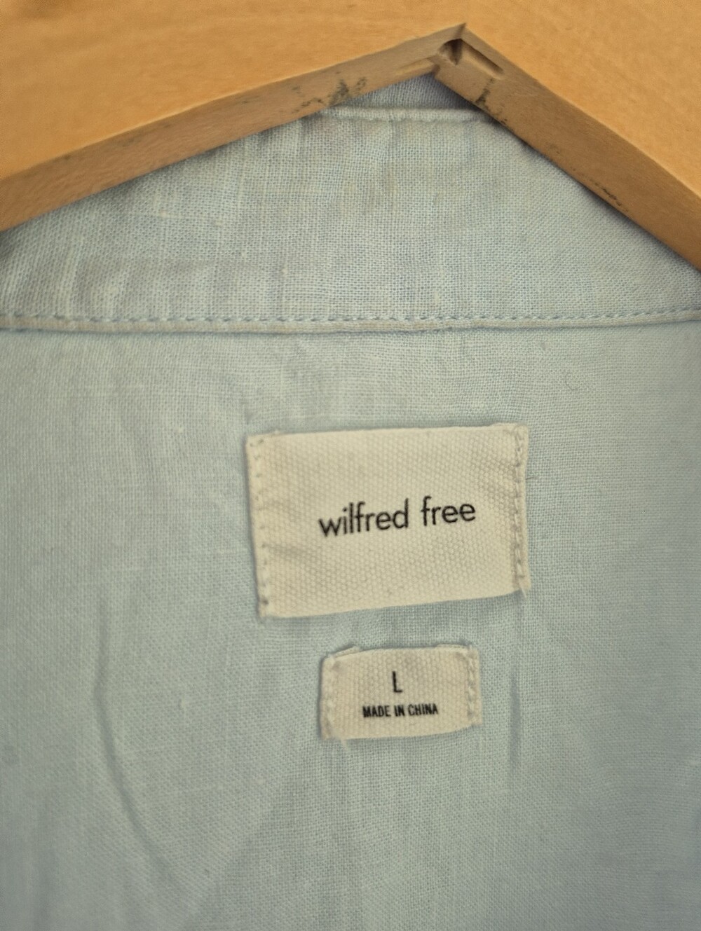 Aritzia Wilfred Free Linen Blend Short Sleeve Blouse Large Light Blue - Picture 3 of 8